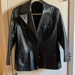 Vintage Leather Blazer with lacquer accent buttons
